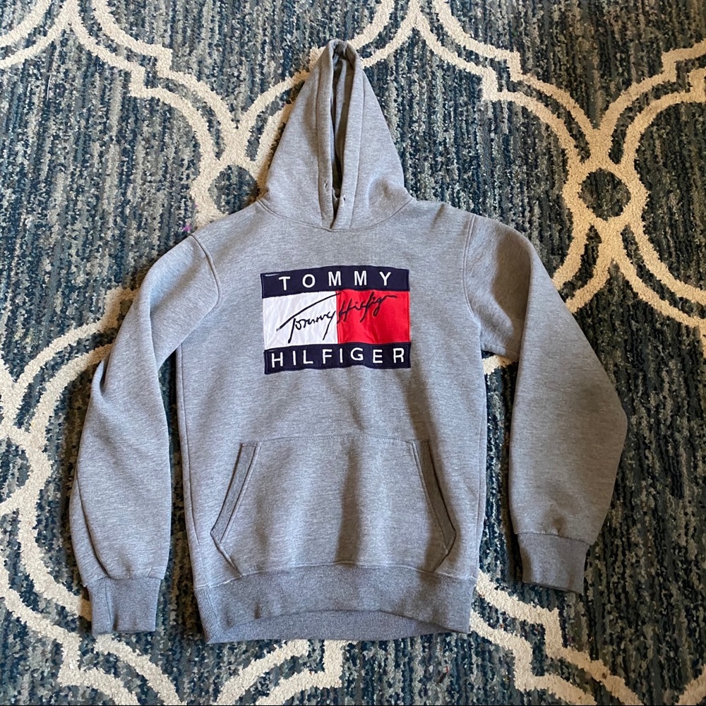 Tommy Hilfiger Denim Hoodie Big Flag Sz Large GUC